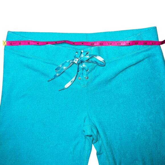 Y2K JLo Jennifer Lopez teal low rise wide leg terry cloth track pants size large - Picture 5 of 8